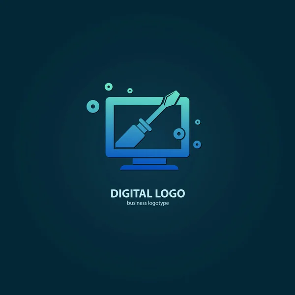 Progettazione Illustrativa Del Software Desktop Aziendale Logotipo Icona Web Del — Vettoriale Stock