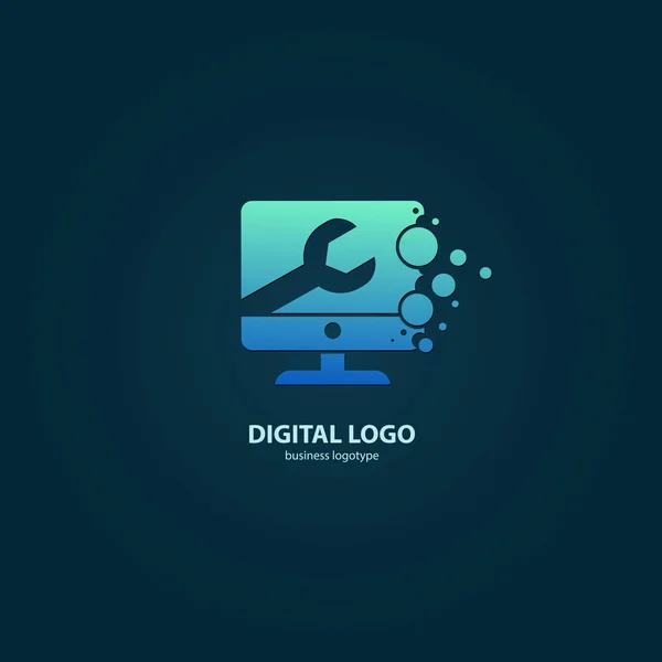 Illustration Design Logotype Business Desktop Software Vector Computer Web Icon — Stock Vector