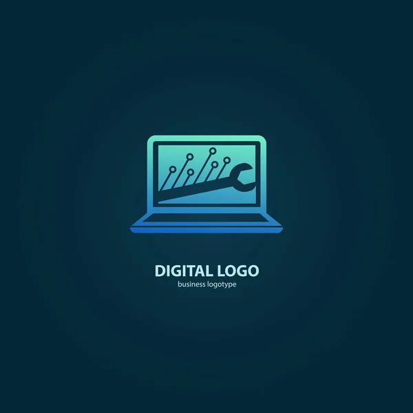 Illustration Conception Logotype Logiciel Bureau Entreprise Icône Web Ordinateur Vectoriel — Image vectorielle