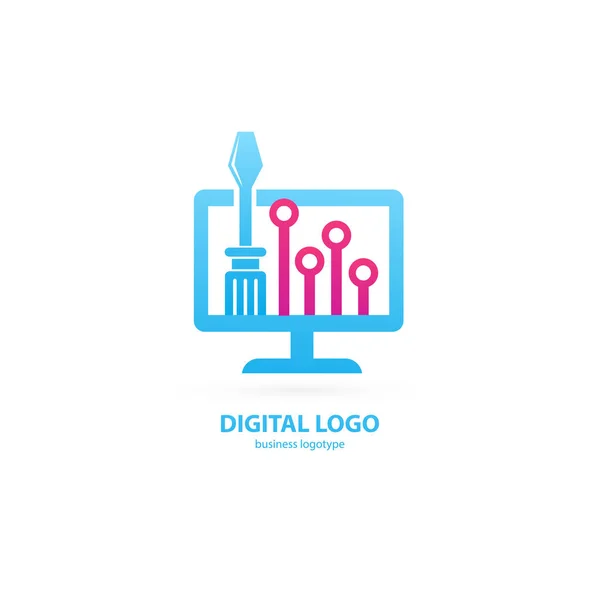 Illustration Design Des Logos Business Desktop Software Vektor Computer Web — Stockvektor