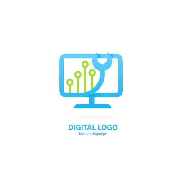 Illustration Conception Logotype Logiciel Bureau Entreprise Icône Web Ordinateur Vectoriel — Image vectorielle