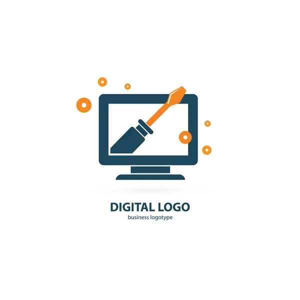 Illustration Conception Logotype Logiciel Bureau Entreprise Icône Web Ordinateur Vectoriel — Image vectorielle