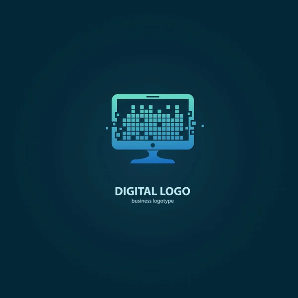 Иллюстрационный Дизайн Логотипа Бизнес Маркетинга Иконка Векторного Компьютера — стоковый вектор