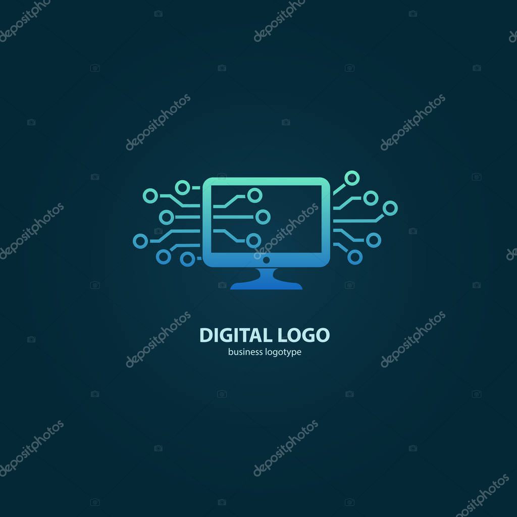 Illustration design of logotype business web marketing. Vector computer web icon.