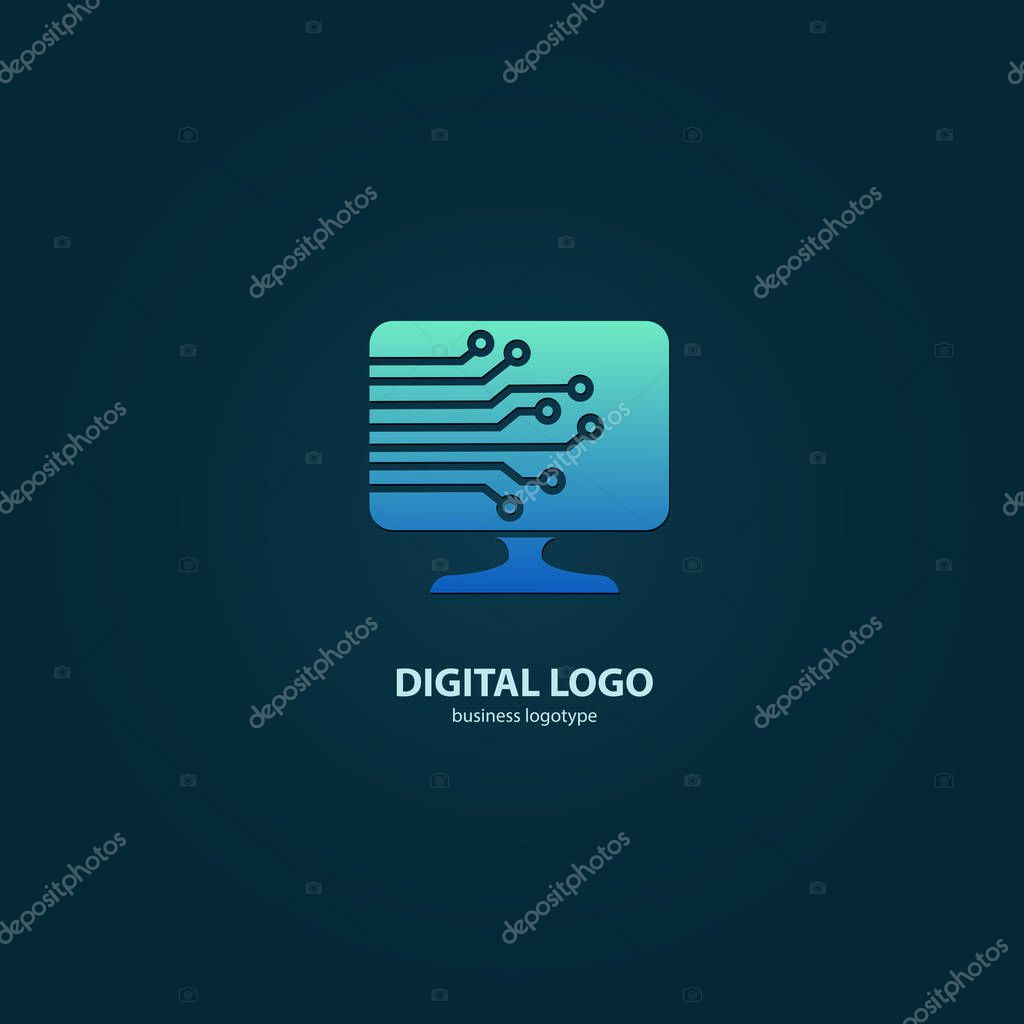 Illustration design of logotype business web marketing. Vector computer web icon.