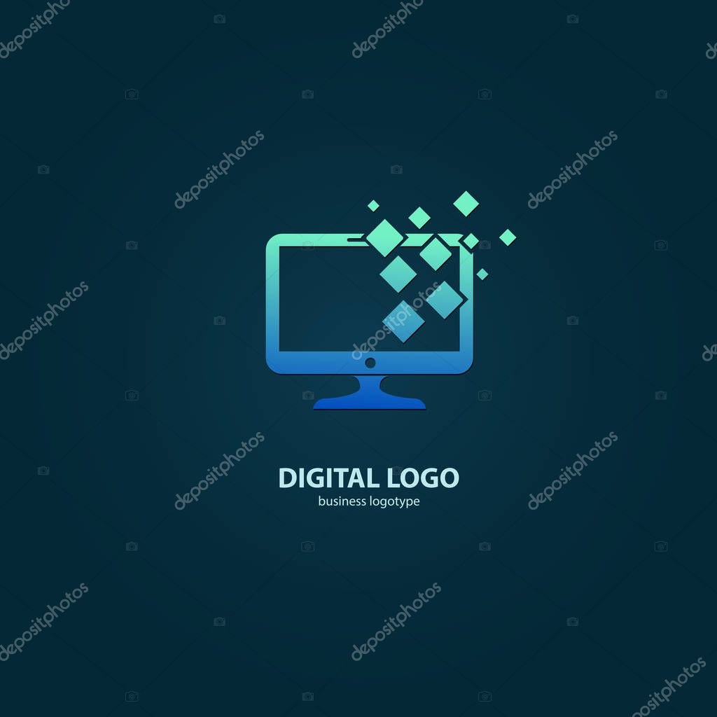 Illustration design of logotype business web marketing. Vector computer web icon.