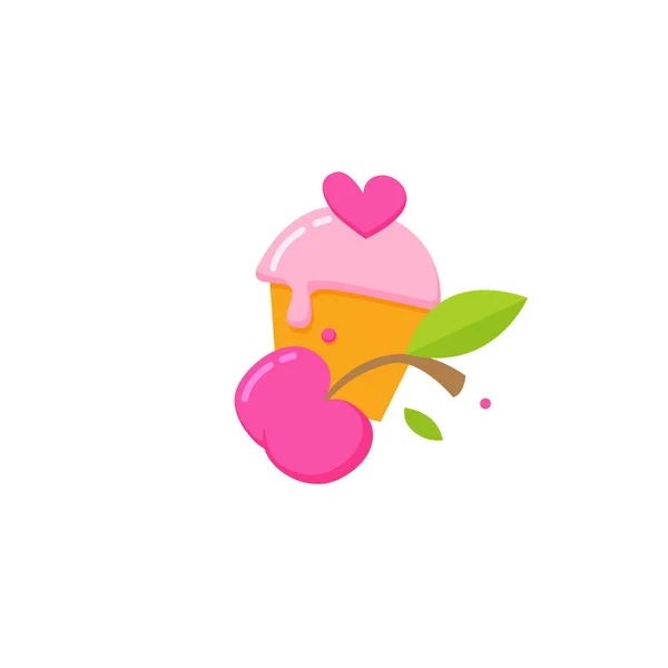 Εικονογράφηση Σχεδιασμός Γελοιογραφία Λογότυπο Κατάστημα Καραμελών Διάνυσμα Εικονίδιο Γλυκό Κέικ — Διανυσματικό Αρχείο