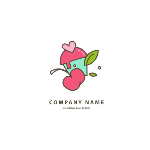 Diseño Ilustración Tienda Caramelos Logotipo Monolina Vector Icono Dulce Pastel — Vector de stock