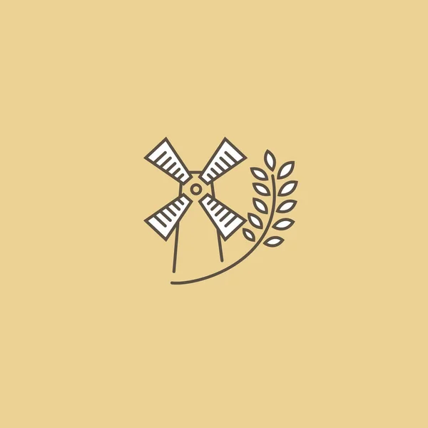 Иллюстрационный Дизайн Изящной Пекарни Логотипом Линии Векторная Иконка Пшеницы Ветряной — стоковый вектор