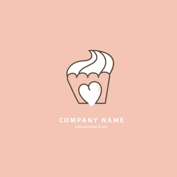 Monoline logo şeker dükkanı illüstrasyon tasarımı. Vektör simge tatlı pasta.