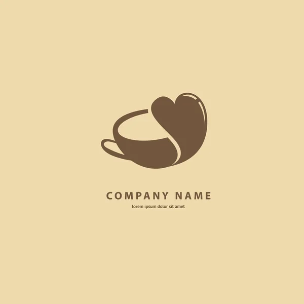 Ilustración Diseño Silueta Café Logotipo Marrón Vector Icono Taza Con — Vector de stock