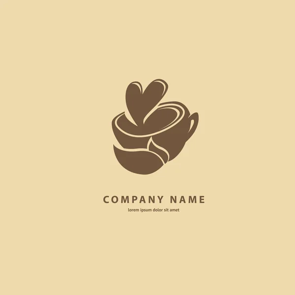 Illustration Design Silhouette Brun Café Logotype Coupe Icône Vectorielle Avec — Image vectorielle