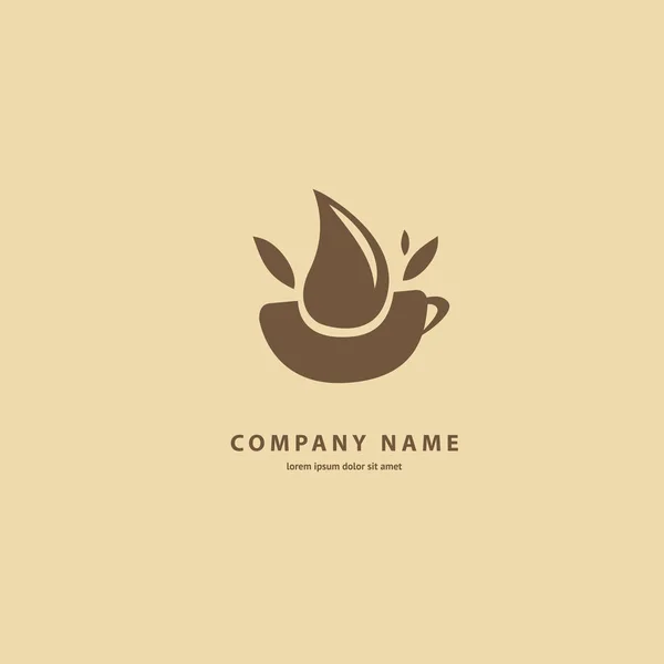 Illustration Design Silhouette Brun Café Logotype Coupe Icône Vectorielle Avec — Image vectorielle