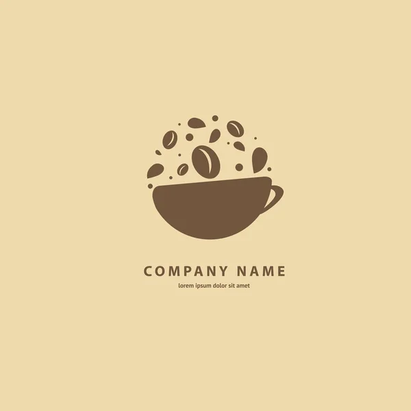 Ilustracja Projekt Sylwetka Brązowy Logotyp Kawy Wektor Ikona Kubek Napojem — Wektor stockowy