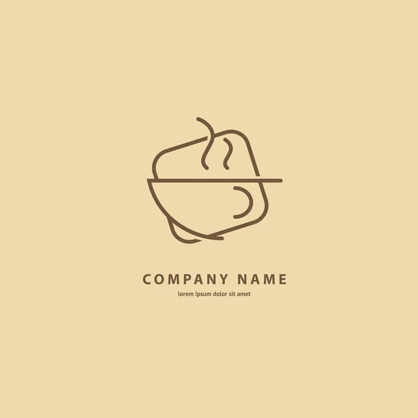 Illustrationsdesign Von Monolinem Minimalistischem Einfachem Logo Kaffee Vector Icon Cup — Stockvektor