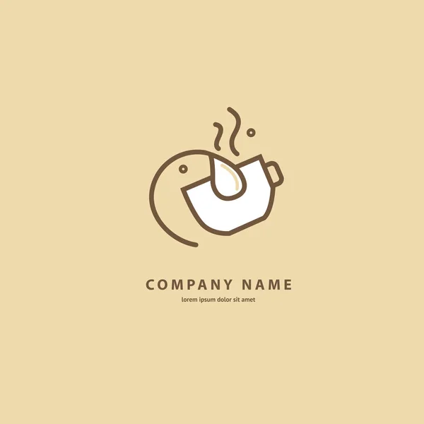 Illustration Design Monoline Minimalistic Simple Logotype Coffee Vector Icon Cup — Stock Vector