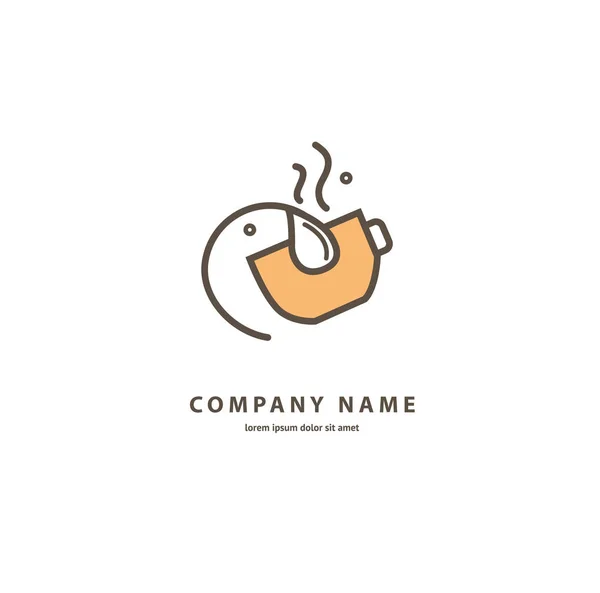 Illustration Design Monoline Minimalistic Simple Logotype Coffee Vector Icon Cup — Stock Vector