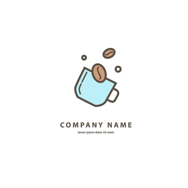 Illustration Design Monoline Minimalistic Simple Logotype Coffee Vector Icon Cup — Stock Vector