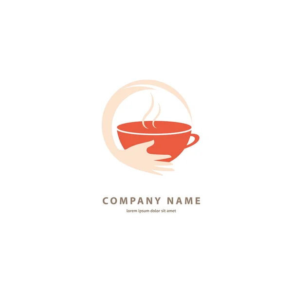 Diseño Ilustración Color Café Logotipo Marrón Vector Icono Taza Con — Vector de stock