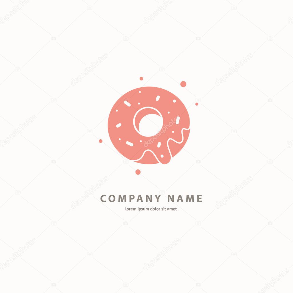 Illustration design of cartoon logotype candy store. Vector icon sweet cake.
