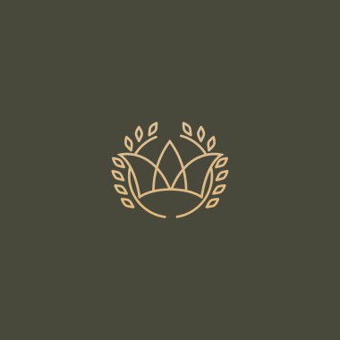 Karanlık bir arka plan üzerinde zarif, sigorta primi ve Kraliyet logo Kraliçe ve Kral taç illüstrasyon tasarımı. Vektör simge düğün.