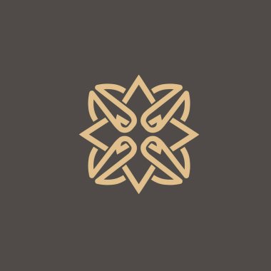 Basit çizgi sanat süslü tasarlamak. Vintage geometrik vektör çizim.