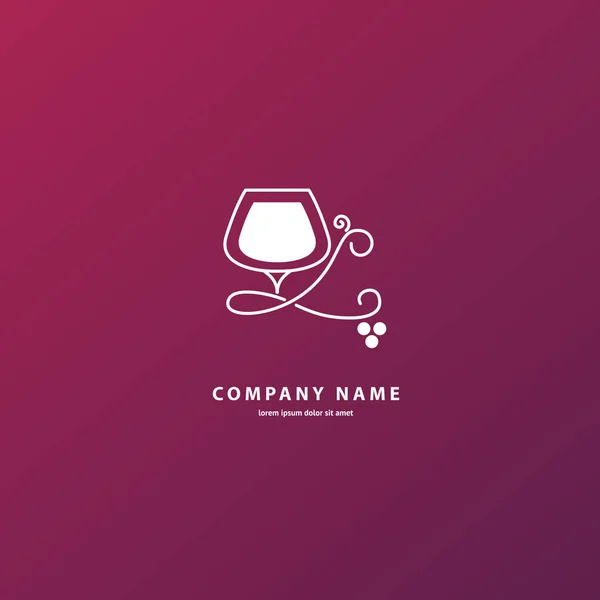 Zarif Logo Şarap Tasarımını Illüstrasyon Koyu Bordo Arka Plan Üzerinde — Stok Vektör