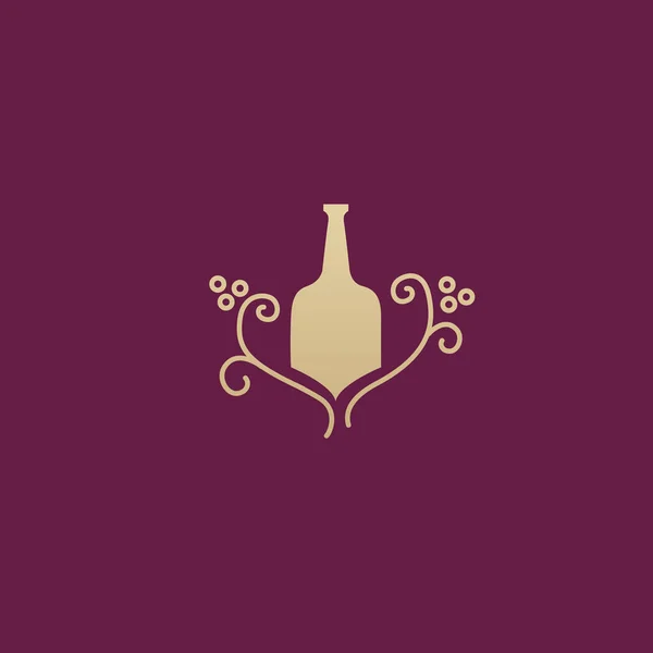 Zarif Logo Şarap Tasarımını Illüstrasyon Koyu Bordo Arka Plan Üzerinde — Stok Vektör