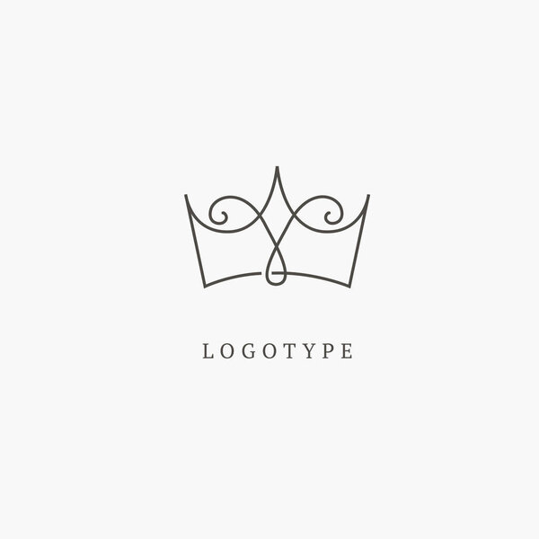Illustration design of elegant, premium and royal logotype queen and king crown on a dark background. Vector icon of wedding.