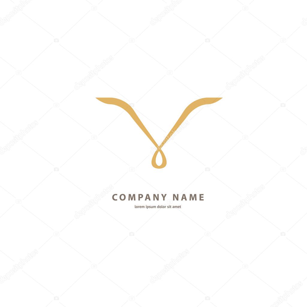 Letter V vector logo. Vintage Insignia and Logotype. Business sign, identity, label, badge of restaurant, Hotel. Vector wedding illustration.