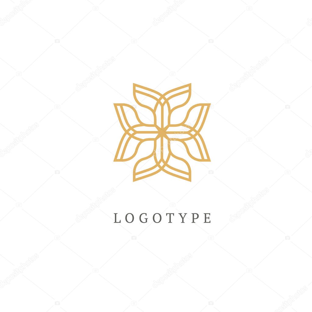 Simple Line Art Ornate Design. Vintage geometric Vector Illustration.