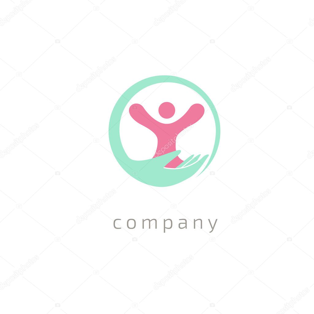 Vector illustration, Graphic Design Editable Design. Happy motivated people in colorful logo. Team web icon.