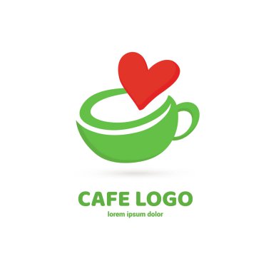 İllüstrasyon tasarımı logo iş restoran ve kafe sembolü. İçki piktogram fincanla