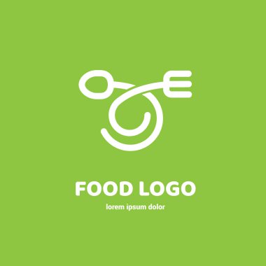 Kafe, Restoran, yemek iş grafik çatal simgesi simgesi. Modern yemek etiket, amblem, rozet