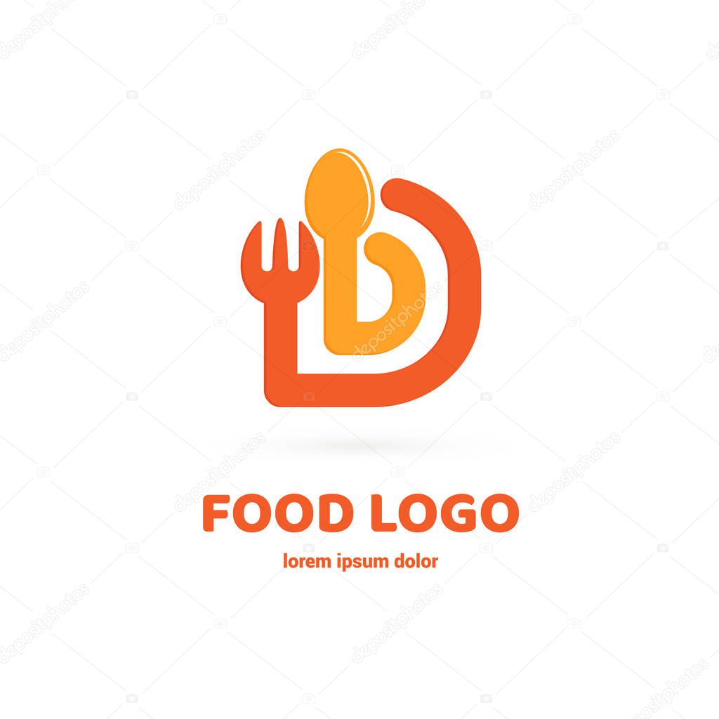 Graphic fork icon symbol for cafe, restaurant, cooking business. Modern catering label, emblem, badge
