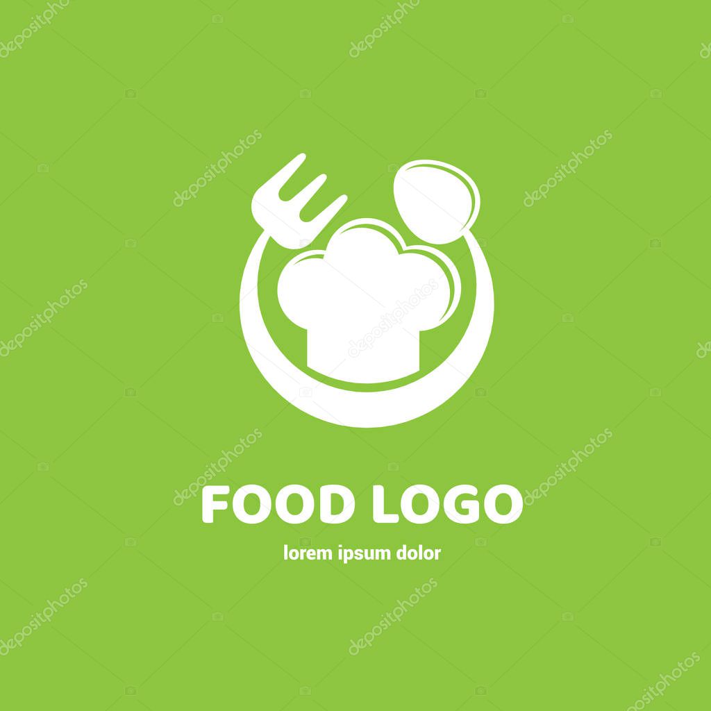 Graphic fork icon symbol for cafe, restaurant, cooking business. Modern catering label, emblem, badge