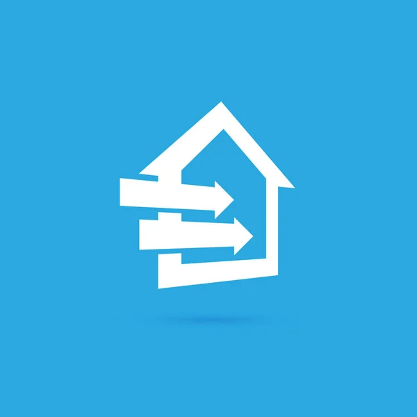 ロゴタイプ ハウス販売代理店のイラスト デザイン 矢印や建物のピクトグラム — ストックベクタ
