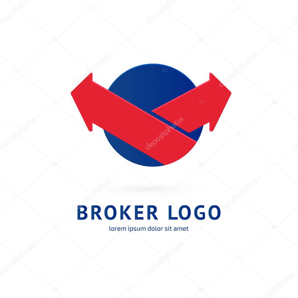 Illustration design of logotype bidding business symbol. Arrow pictogram.