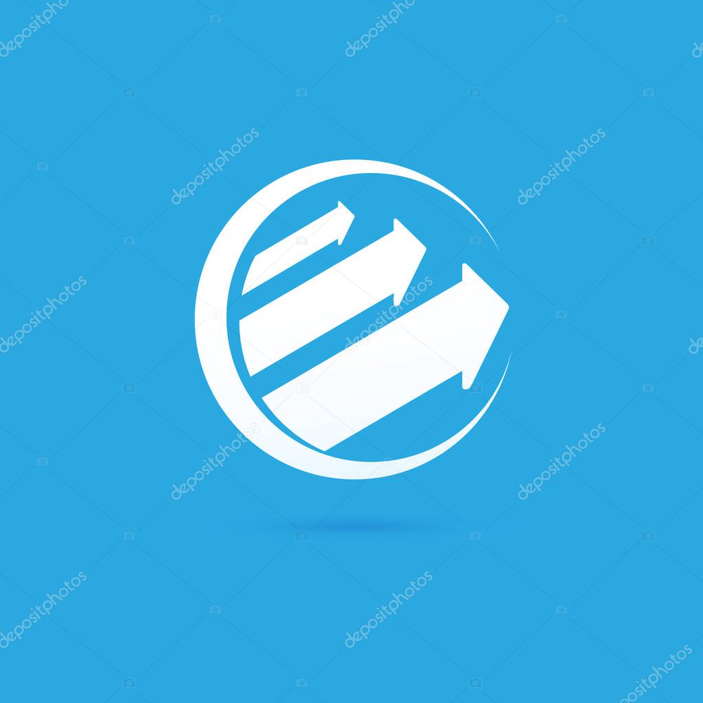Illustration design of logotype bidding business symbol. Arrow pictogram.
