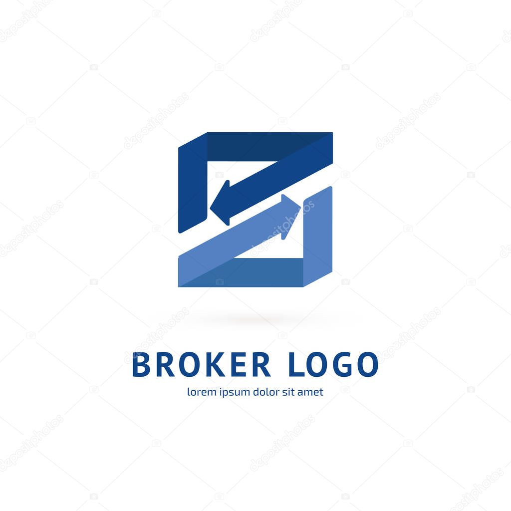 Illustration design of logotype bidding business symbol. Arrow pictogram.