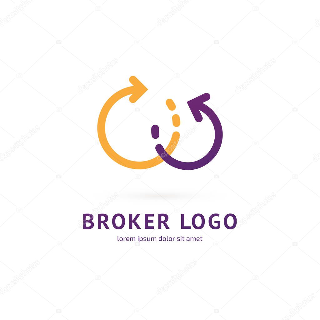 Illustration design of logotype bidding business symbol. Arrow pictogram.