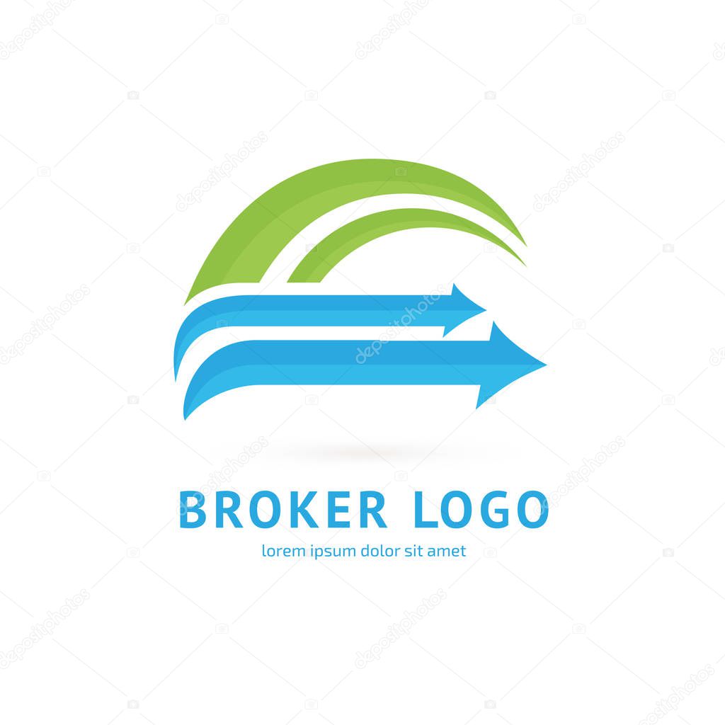 Illustration design of logotype bidding business symbol. Arrow pictogram.