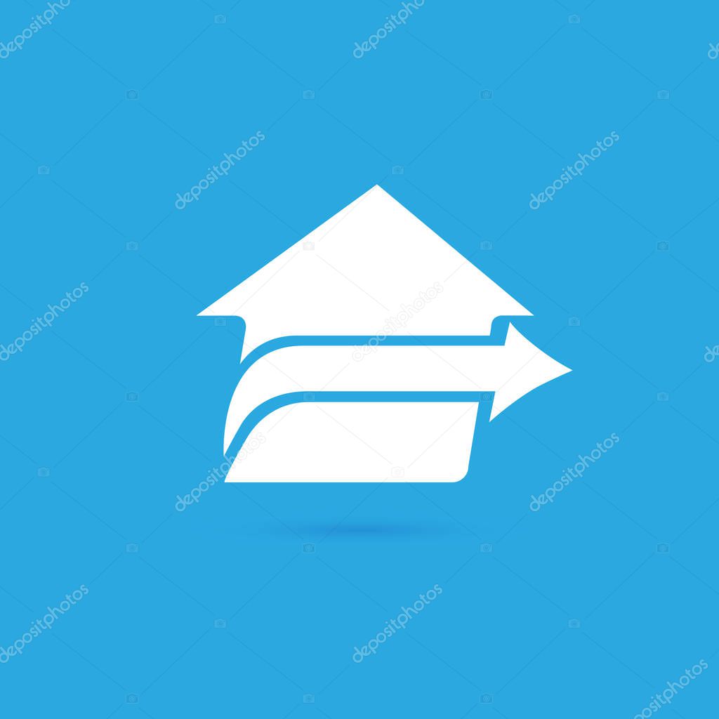 Illustration design of logotype house sale agency . Arrow and building pictogram.