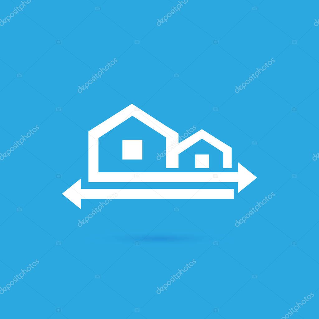 Illustration design of logotype house sale agency . Arrow and building pictogram.