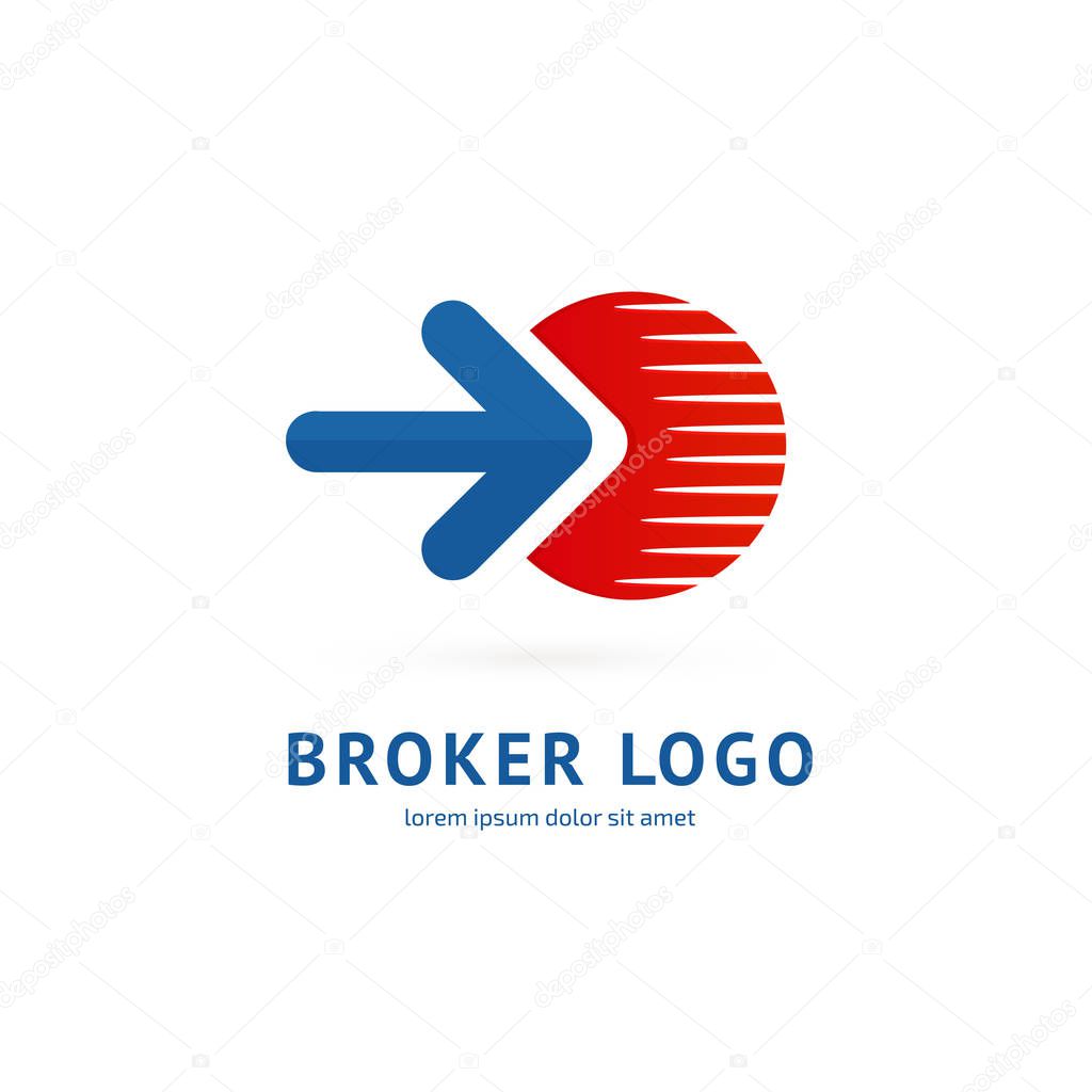 Illustration design of logotype bidding business symbol. Arrow pictogram.