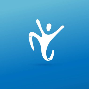 Vektör tasarım logo spor siluet. Adam piktogram, aktif yaşam tarzı soyut simgesi