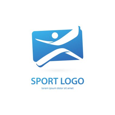 Vektör tasarım logo spor siluet. Adam piktogram, aktif yaşam tarzı soyut simgesi