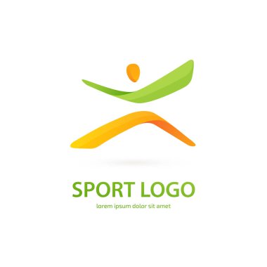 Vektör tasarım logo spor siluet. Adam piktogram, aktif yaşam tarzı soyut simgesi