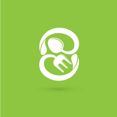 Vektör tasarımı logo yemek. Gıda piktogram, soyut simgesi pişirme