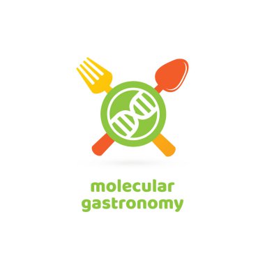 Vektör tasarım logo deneysel mutfağı. Gıda piktogram, soyut simgesi pişirme